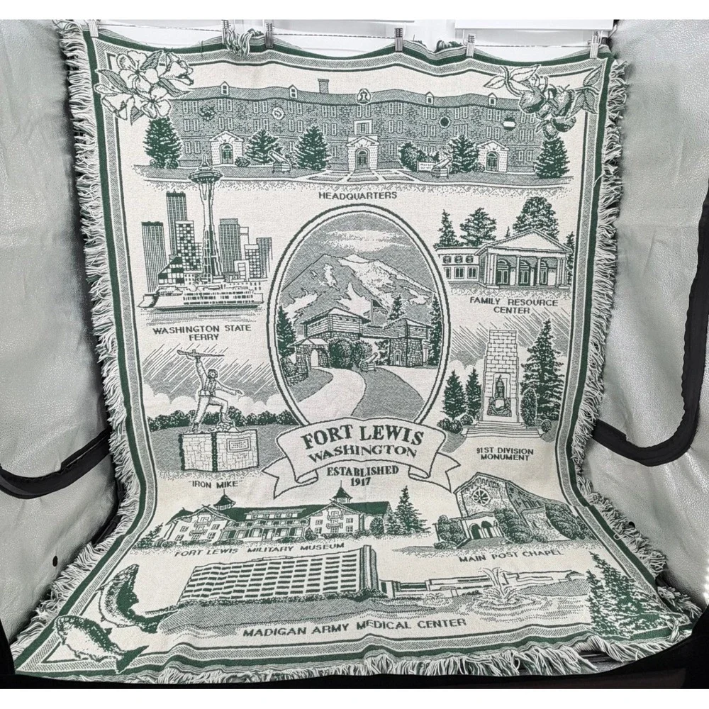 Fort Lewis Washington Woven Throw Blanket 48x63